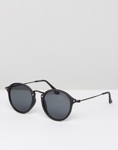 Черные матовые круглые солнцезащитные очки с металлическими дужками ASOS - Черный