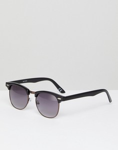 Черные солнцезащитные очки в стиле ретро в металлической оправе шоколадного цвета ASOS - Черный