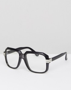 Черные матовые очки с прозрачными стеклами ASOS Navigator - Черный