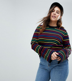 Джемпер в разноцветную полоску с расклешенными рукавами ASOS CURVE - Мульти