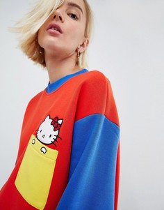 Оверсайз-свитер в стиле колор блок с отделкой Hello Kitty X ASOS - Мульти