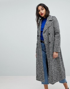 Двубортное пальто в клетку и елочку River Island - Мульти