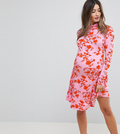 Платье мини с воротником поло и цветочным принтом ASOS Maternity - Мульти