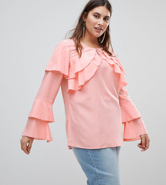 Блузка с длинными рукавами и оборками Koko - Розовый