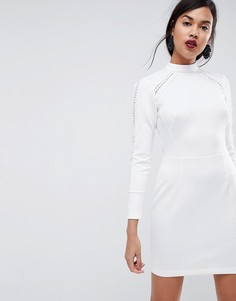 Платье мини с высоким воротом ASOS - Кремовый