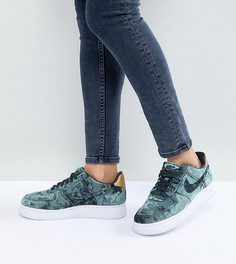 Бархатные кроссовки цвета хаки Nike Air Force 1 07 - Зеленый