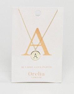 Позолоченное ожерелье с инициалом А на подвеске-диске Orelia - Золотой