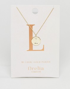 Позолоченное ожерелье с инициалом L на подвеске-диске Orelia - Золотой
