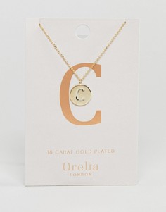 Позолоченное ожерелье с инициалом C на подвеске-диске Orelia - Золотой