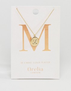 Позолоченное ожерелье с инициалом М на подвеске-диске Orelia - Золотой