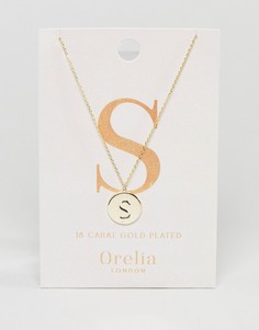 Позолоченное ожерелье с инициалом S на подвеске-диске Orelia - Золотой