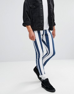 Сине-белые супероблегающие джинсы в полоску Jaded London - Белый