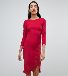 Платье-футляр с длинными рукавами, боковым разрезом и аппликацией Little Mistress Tall - Красный