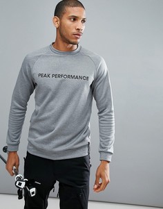 Серый свитшот с круглым вырезом и логотипом Peak Performance - Серый