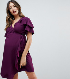 Платье мини с запахом и оборкой ASOS Maternity - Фиолетовый