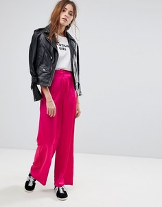 Атласные широкие брюки Glamorous - Розовый