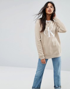 Свитшот с круглым вырезом и логотипом Calvin Klein Jeans - Серебряный