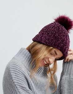 Шапка с помпоном New Look - Фиолетовый