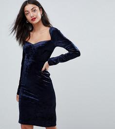 Бархатное облегающее платье с квадратным вырезом Vero Moda Tall - Темно-синий
