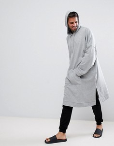 Супердлинный oversize-худи с широкими рукавами ASOS - Серый