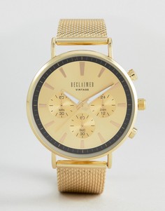 Золотистые часы с хронографом и сетчатым браслетом Reclaimed Vintage Inspired - Золотой