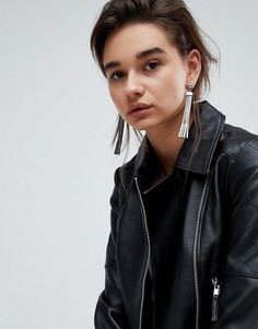 Квадратные серьги с кисточками из цепочек ASOS - Серебряный