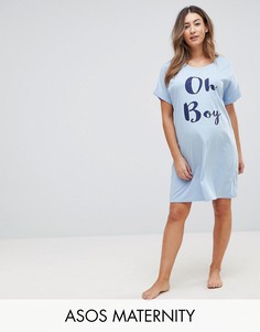 Футболка для сна с надписью Oh Boy эксклюзивно для ASOS MATERNITY - Розовый