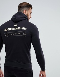 Худи черного цвета с золотистым логотипом на спине Good For Nothing - Черный