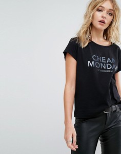 Футболка с блестящим логотипом Cheap Monday - Черный