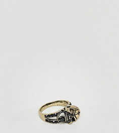 Серебристое кольцо с черепом Reclaimed Vintage эксклюзивно для ASOS - Золотой