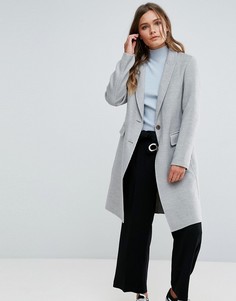 Серое приталенное пальто New Look - Серый