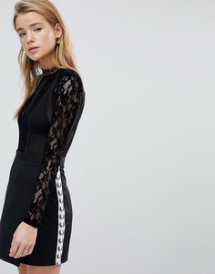 Боди с полупрозрачными сетчатыми вставками New Look - Черный