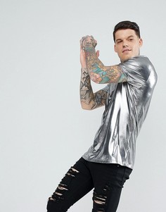 Серебристая футболка с эффектом металлик ASOS - Серебряный