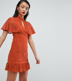 Платье с высоким воротом и баской Fashion Union Tall - Красный