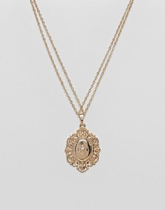Ожерелье в винтажном стиле с подвеской-медальоном ASOS - Золотой