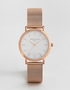 Часы с сетчатым ремешком цвета розового золота Rosefield Tribeca 33 мм - Золотой