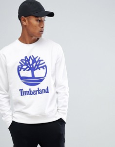 Белый свитшот с круглым вырезом и логотипом Timberland - Белый