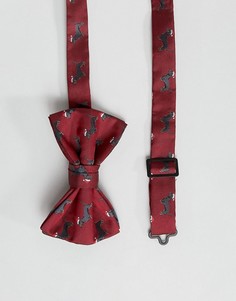 Новогодний галстук-бабочка с принтом таксы ASOS - Красный