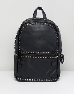 Рюкзак из искусственной кожи с отделкой заклепками Spiral Luxe - Черный