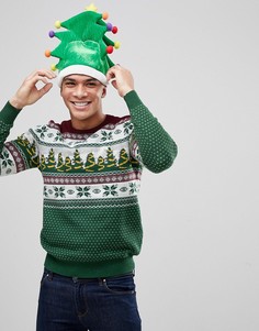 Зеленый новогодний джемпер со светящимися огоньками Burton Menswear - Зеленый
