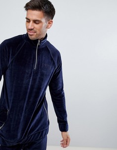 Темно-синий велюровый топ с воротником-стойкой River Island - Темно-синий