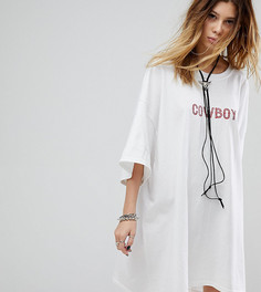 Платье-футболка со стразами в винтажном стиле Milk It - Белый
