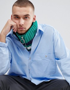 Зеленый вязаный шарф-снуд с полоской и кольцом на бегунке молнии ASOS - Зеленый