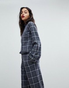 Блузка в клетку с оборкой River Island - Мульти