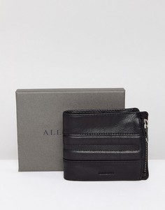 Кожаный бумажник с отделением на молнии AllSaints Havoc - Черный