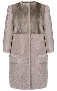 Комбинированная шуба из овчины и меха норки Virtuale Fur Collection