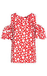 Красная блузка с открытыми плечами La Reine Blanche