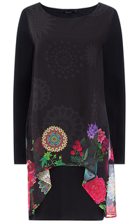 Черное платье с принтом Desigual