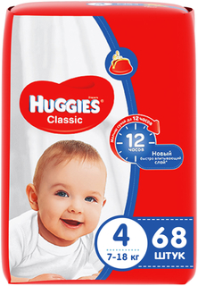 Подгузники Huggies Classic 4 (7-18 кг) 68 шт.