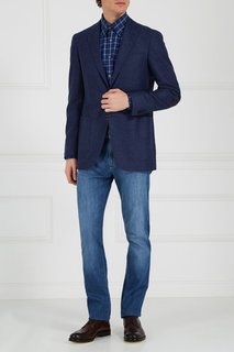 Синий шерстяной пиджак Canali